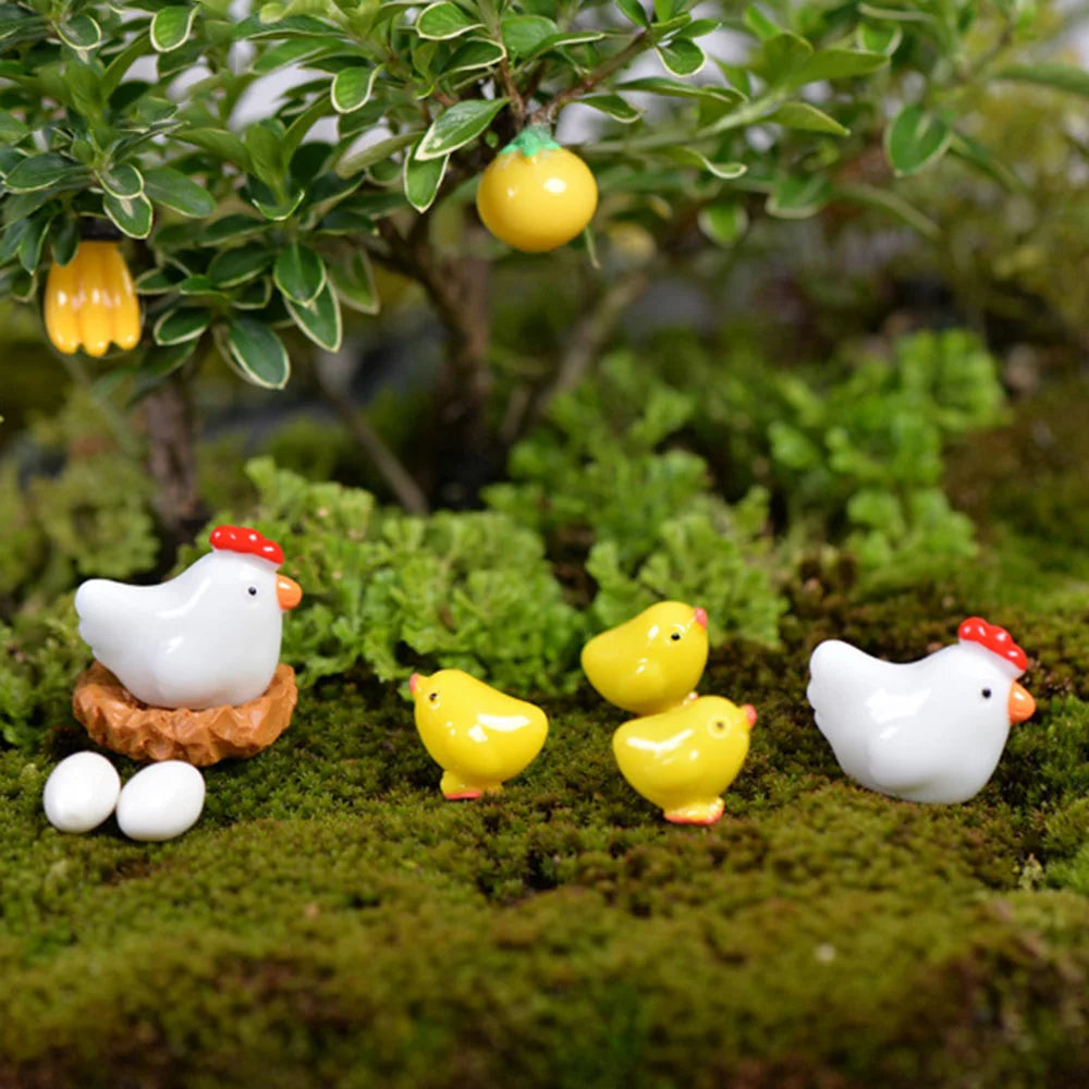 Chicken, Chick & Egg Nest Miniatures, 12-Pack — Kawaii Garden Treasures