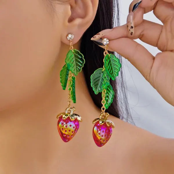 Strawberry Ribbon Bowknot Drop Earrings – Sweet Little Bows We Adore