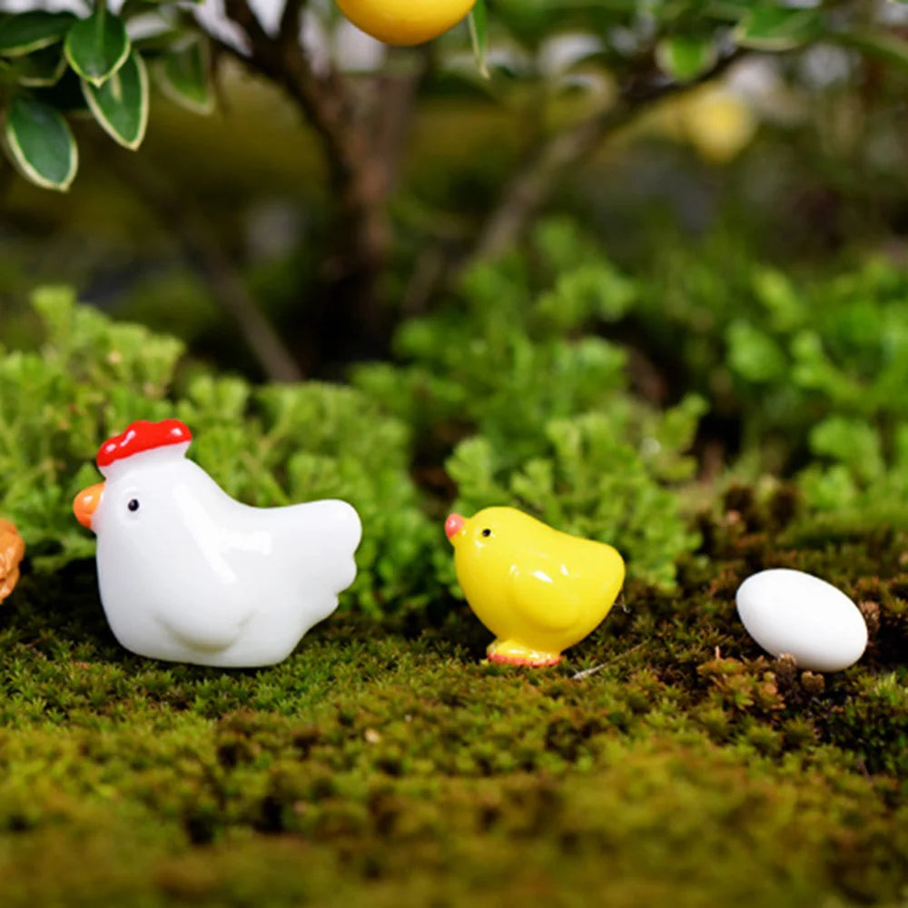 Chicken, Chick & Egg Nest Miniatures, 12-Pack — Kawaii Garden Treasures