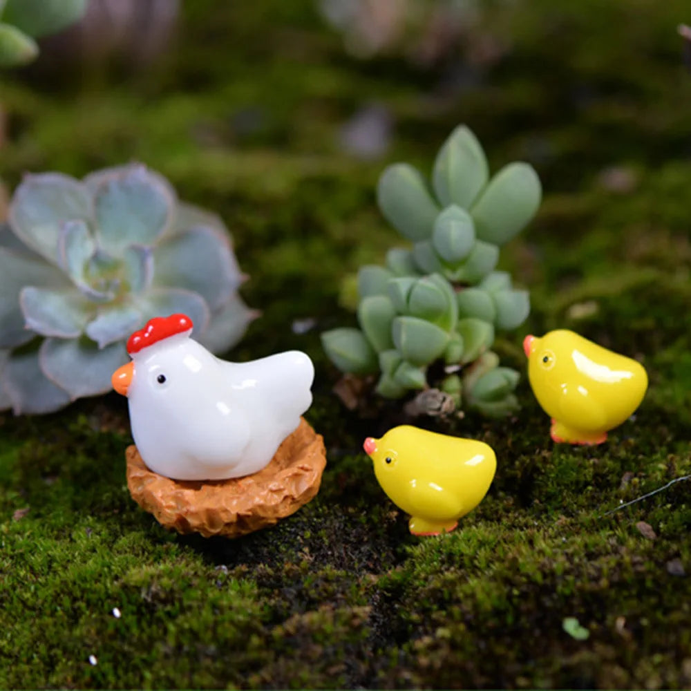 Chicken, Chick & Egg Nest Miniatures, 12-Pack — Kawaii Garden Treasures