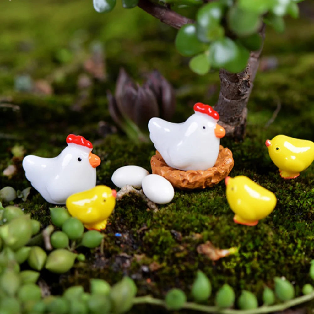 Chicken, Chick & Egg Nest Miniatures, 12-Pack — Kawaii Garden Treasures