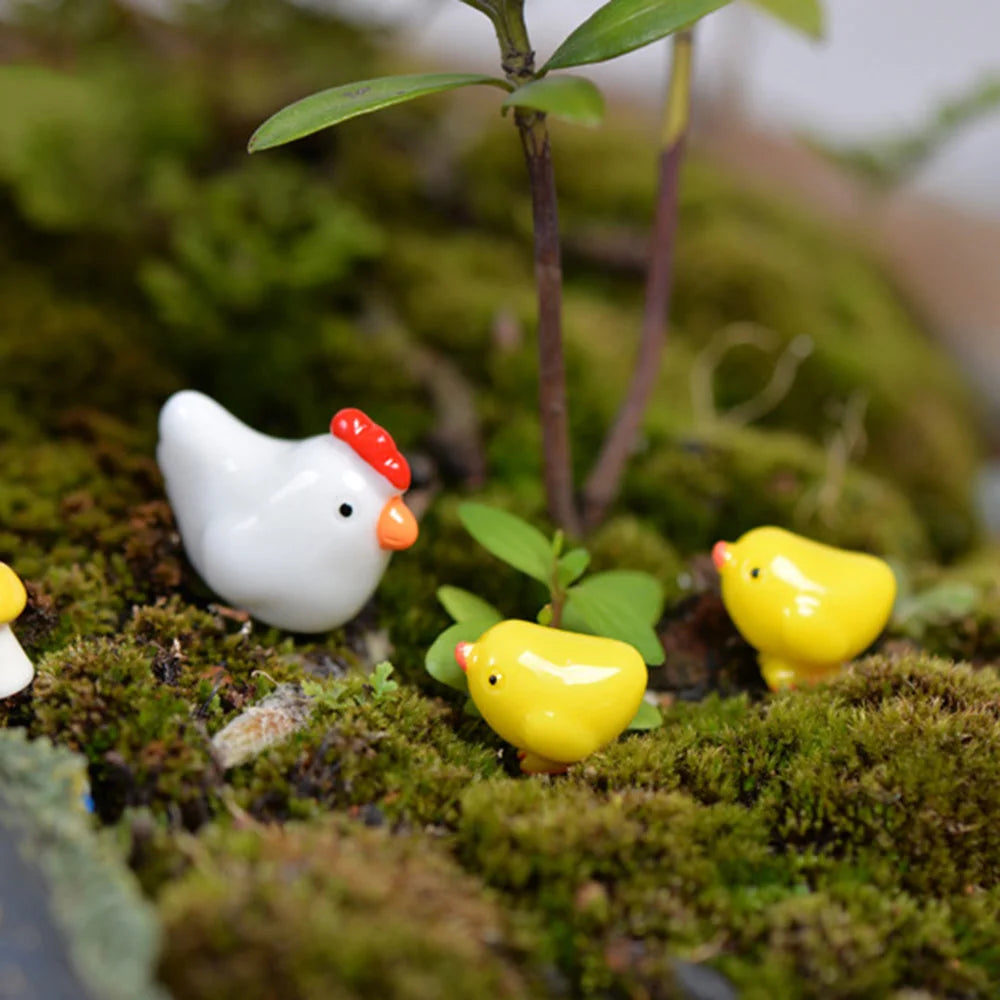 Chicken, Chick & Egg Nest Miniatures, 12-Pack — Kawaii Garden Treasures