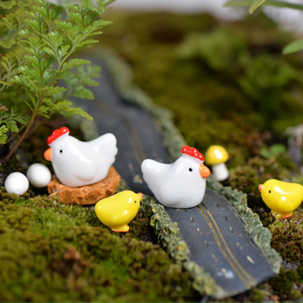 Chicken, Chick & Egg Nest Miniatures, 12-Pack — Kawaii Garden Treasures