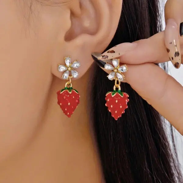 Strawberry Ribbon Bowknot Drop Earrings – Sweet Little Bows We Adore