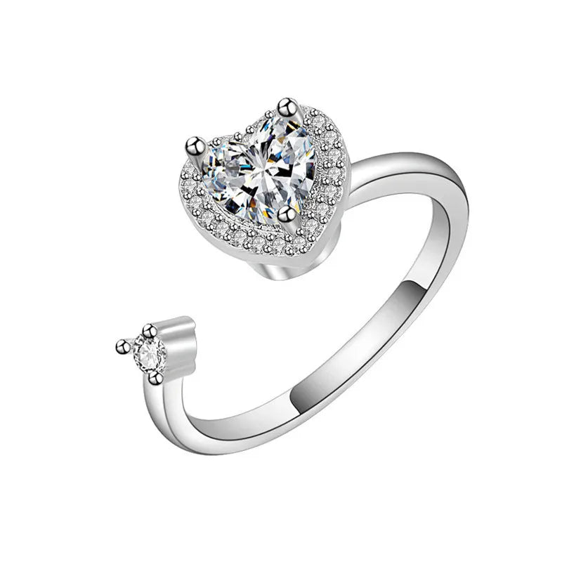 Sunflower Fidget Spinner Ring – Adjustable Crystal Flower Ring