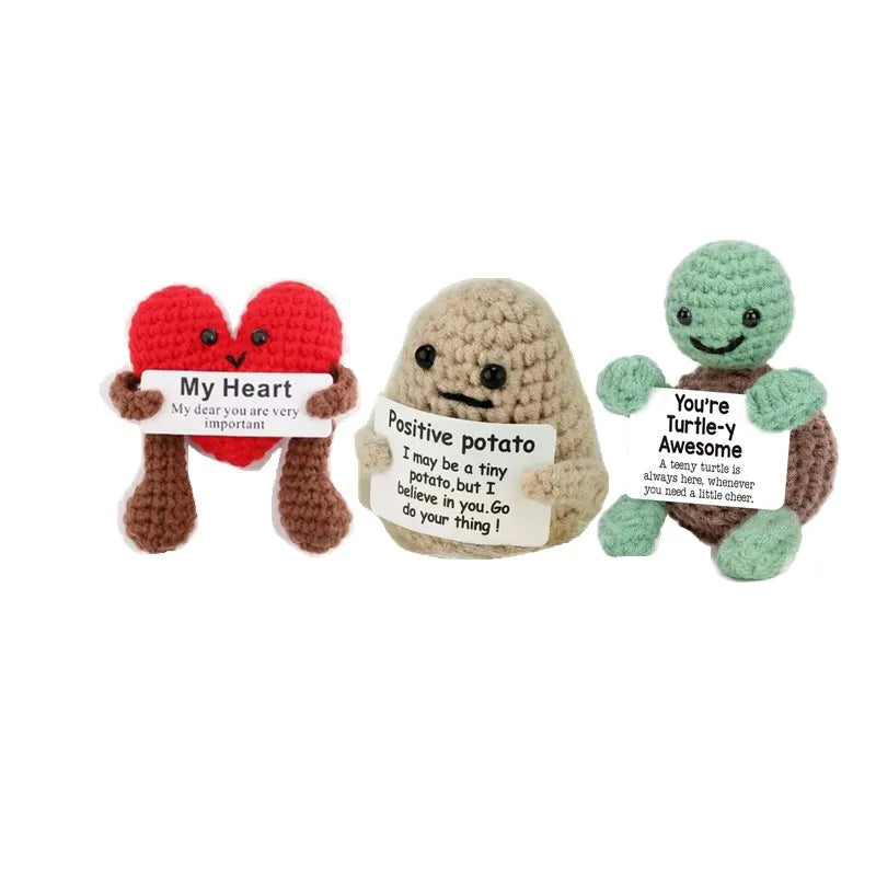 Positive Potato Plush – Tiny Knit Buddy with Affirmation Card