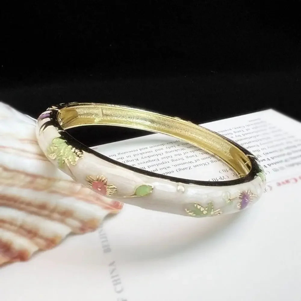 Enamel Peony Bangle — A Blooming Little Treasure