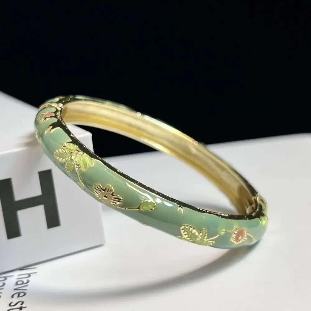 Enamel Peony Bangle — A Blooming Little Treasure