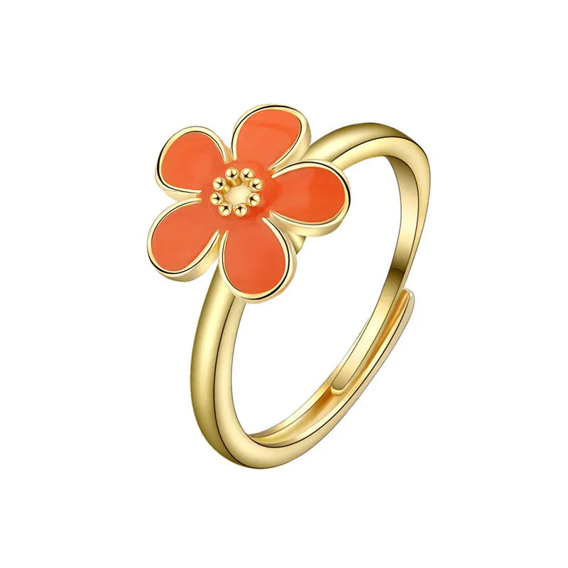 Sunflower Fidget Spinner Ring – Adjustable Crystal Flower Ring