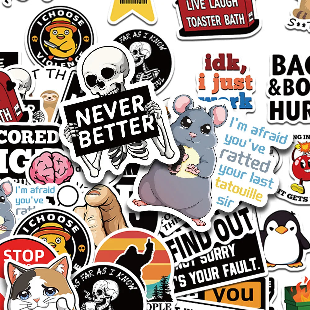 Snarky Meme Stickers, 50-Pack — A Sassy Little Treasure