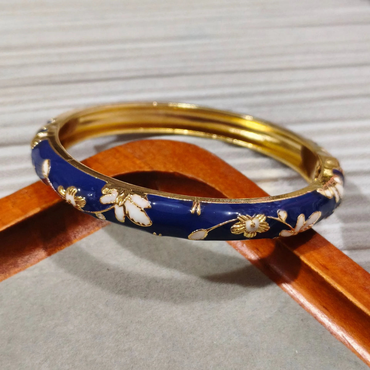 Enamel Peony Bangle — A Blooming Little Treasure