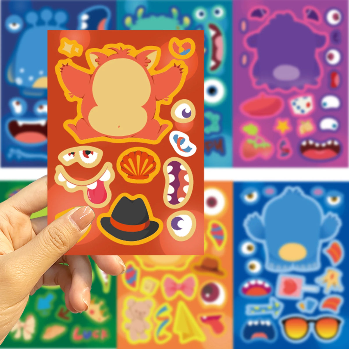 Make-a-Face Monster Puzzle Stickers, 8-Pack — Silly Decal Treasures