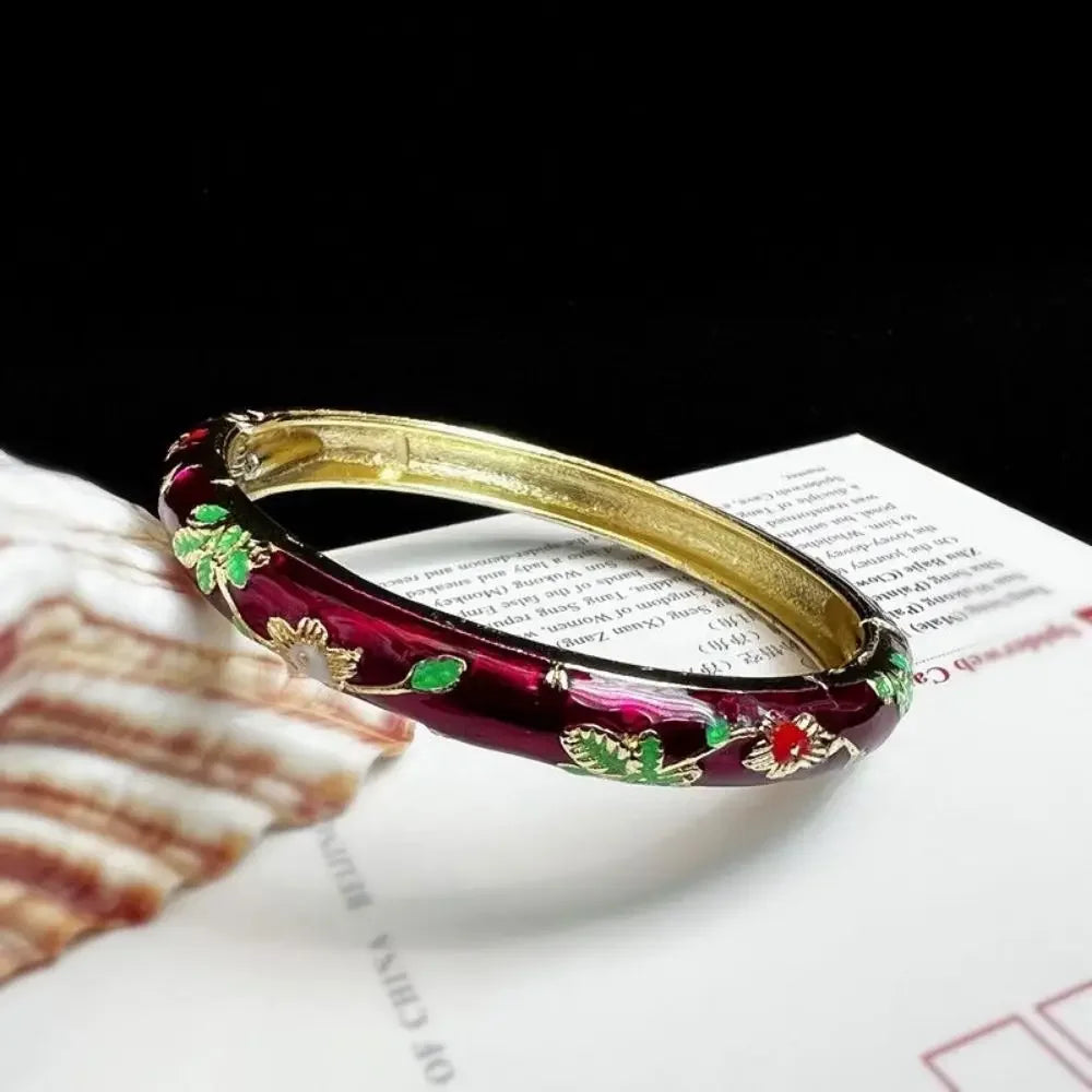 Enamel Peony Bangle — A Blooming Little Treasure
