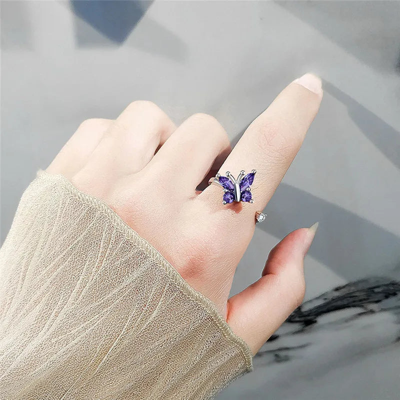 Sunflower Fidget Spinner Ring – Adjustable Crystal Flower Ring