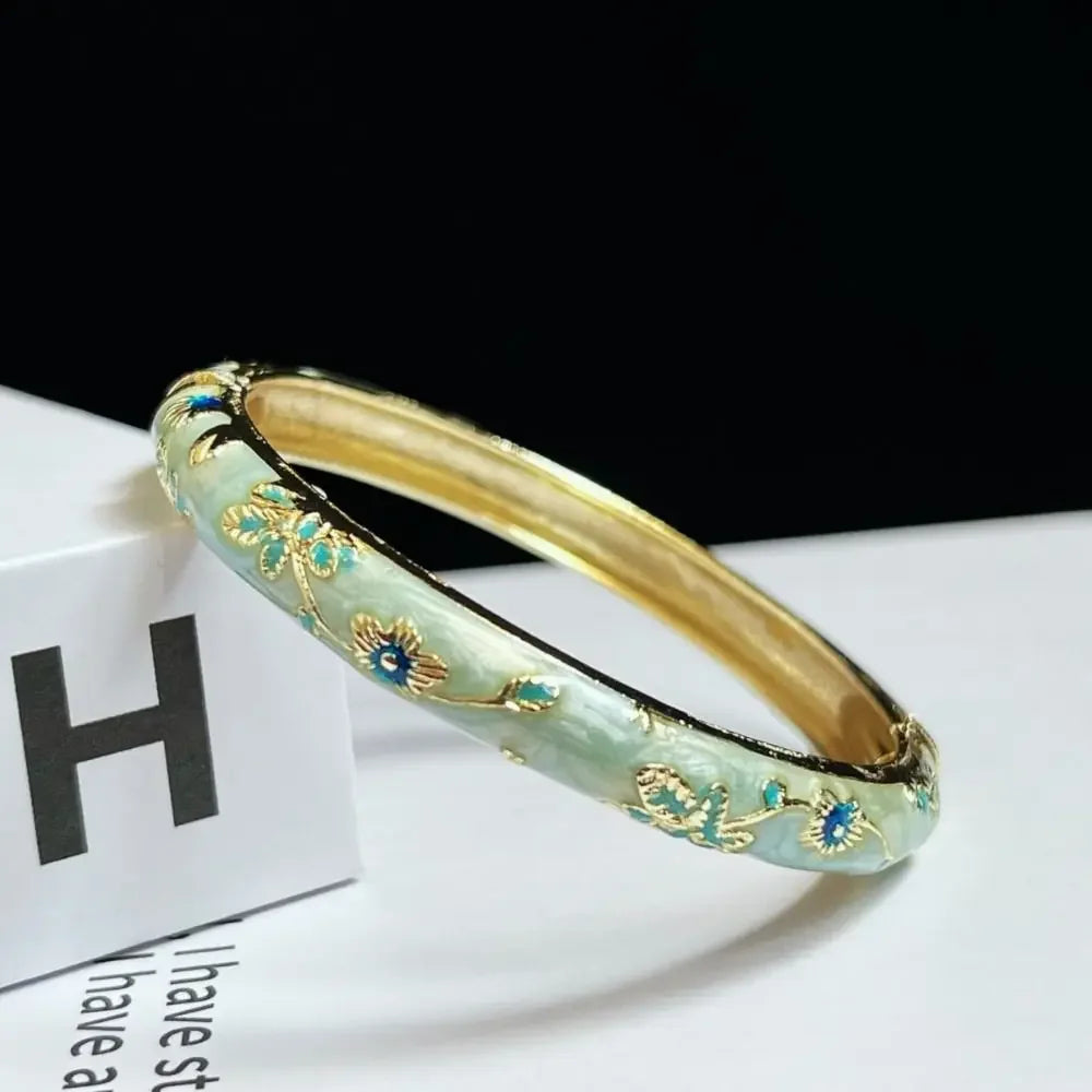 Enamel Peony Bangle — A Blooming Little Treasure
