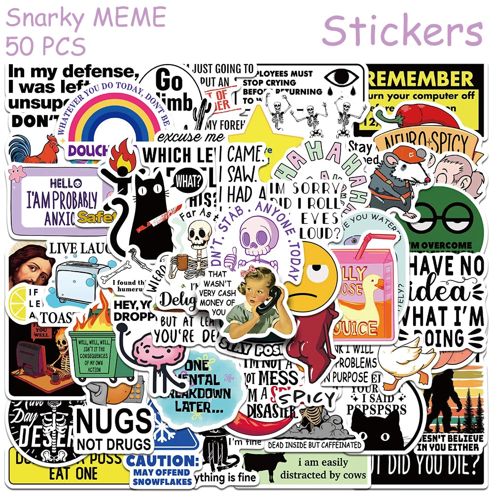 Snarky Meme Stickers, 50-Pack — A Sassy Little Treasure
