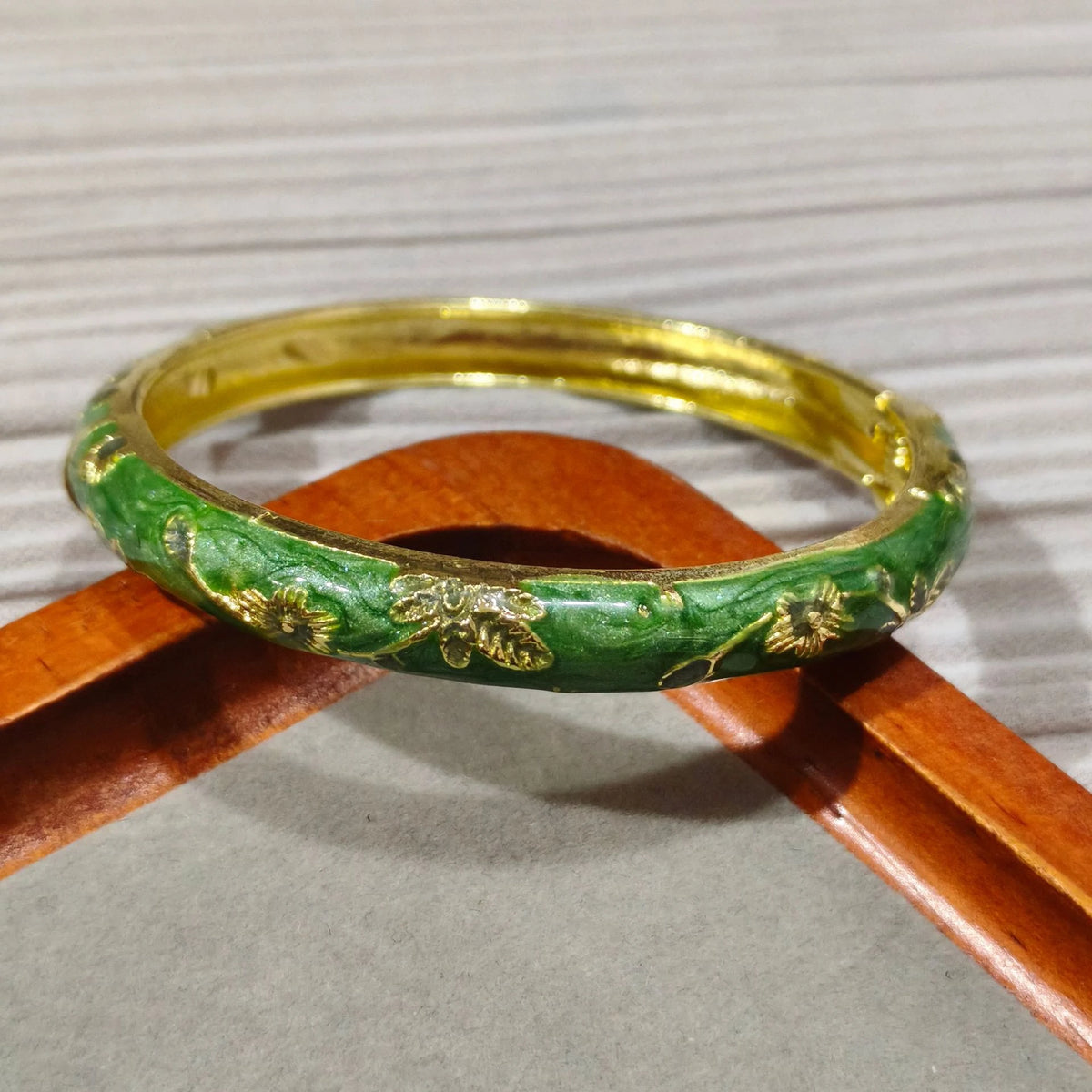 Enamel Peony Bangle — A Blooming Little Treasure