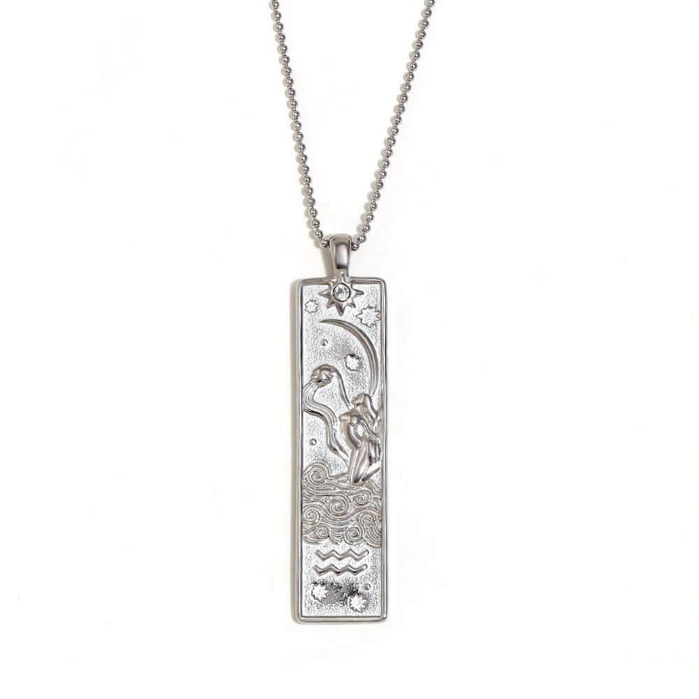 Written in the Stars – Gemini Constellation Pendant Necklace (Silver Tone)