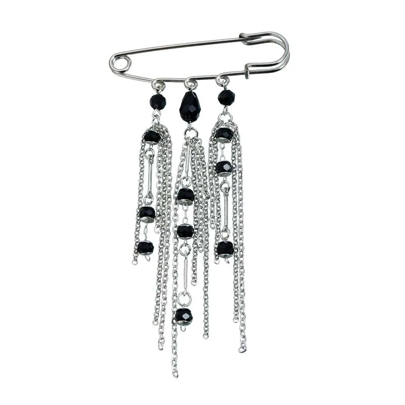 Silver-Tone Heart Tassel Brooch with Pearl & Star — A Sweet Little Treasure