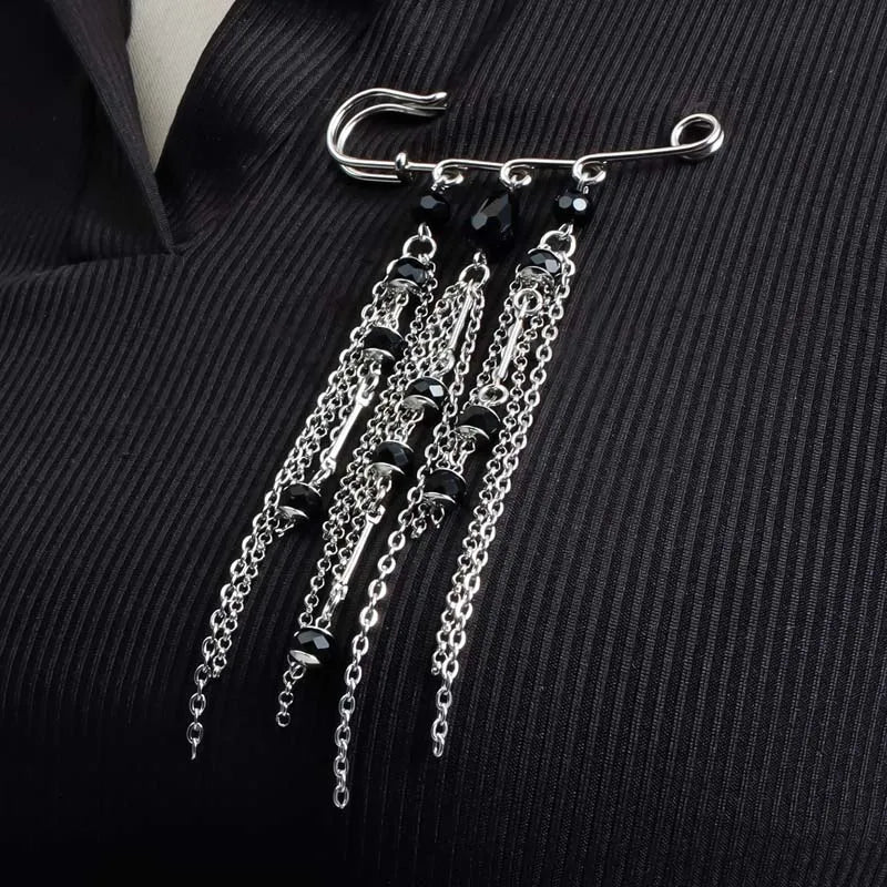 Silver-Tone Heart Tassel Brooch with Pearl & Star — A Sweet Little Treasure