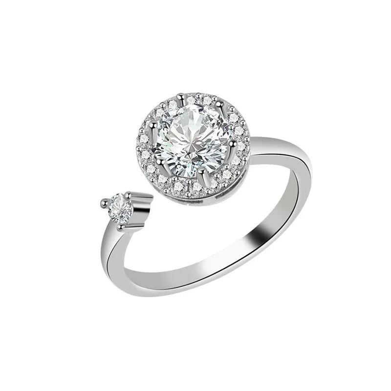Sunflower Fidget Spinner Ring – Adjustable Crystal Flower Ring