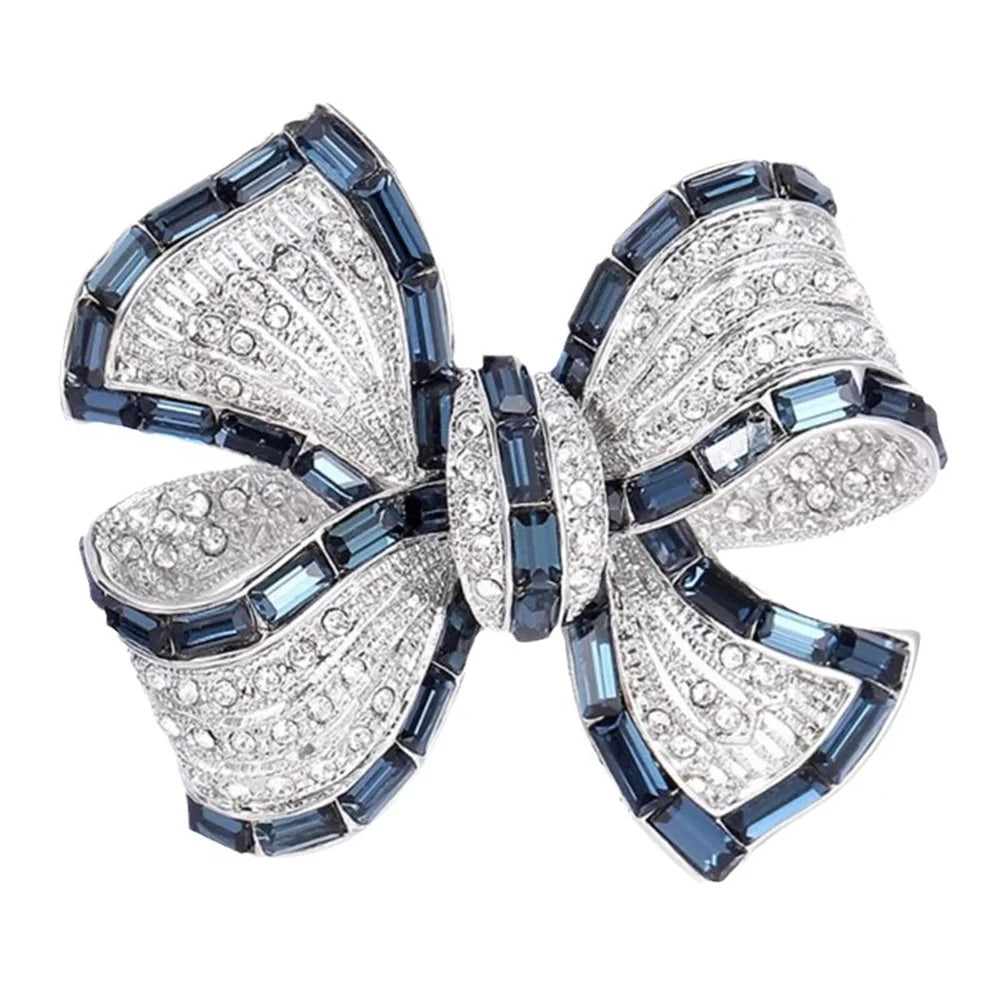 Crystal Blue Bowknot Brooch — A Vintage-Style Little Treasure