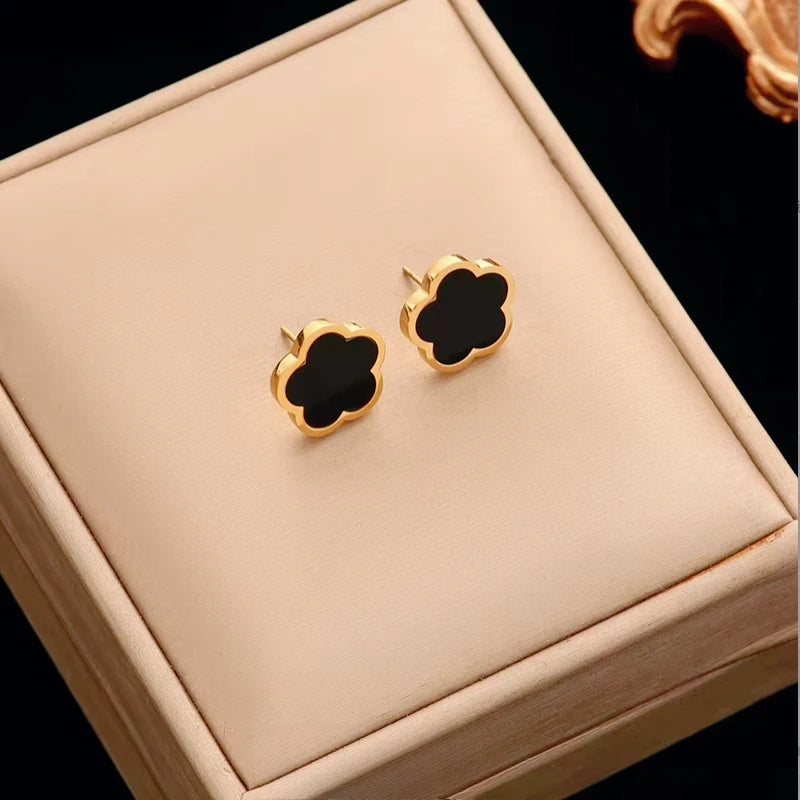 Plum Blossom Stud Earrings – Gold-Tone Flower Fashion Studs, A Little Spring for Your Ears