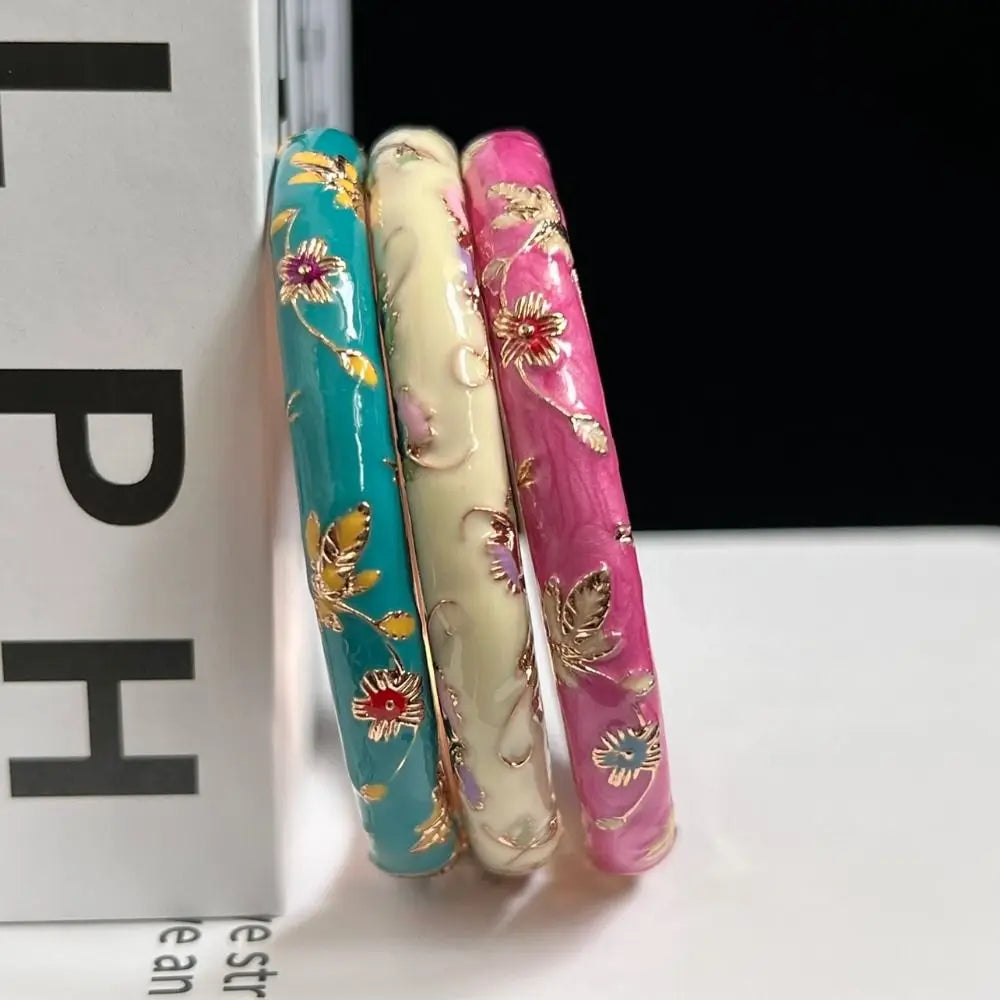 Enamel Peony Bangle — A Blooming Little Treasure