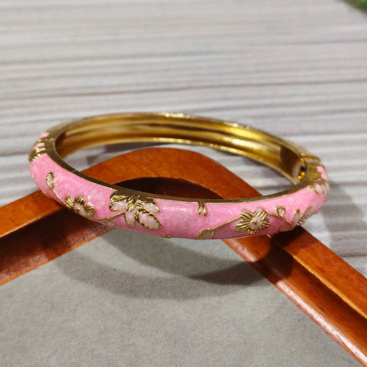 Enamel Peony Bangle — A Blooming Little Treasure