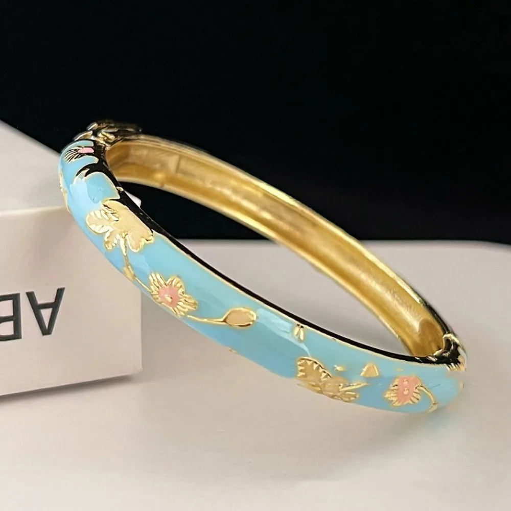 Enamel Peony Bangle — A Blooming Little Treasure