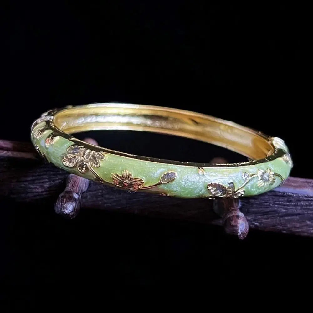 Enamel Peony Bangle — A Blooming Little Treasure
