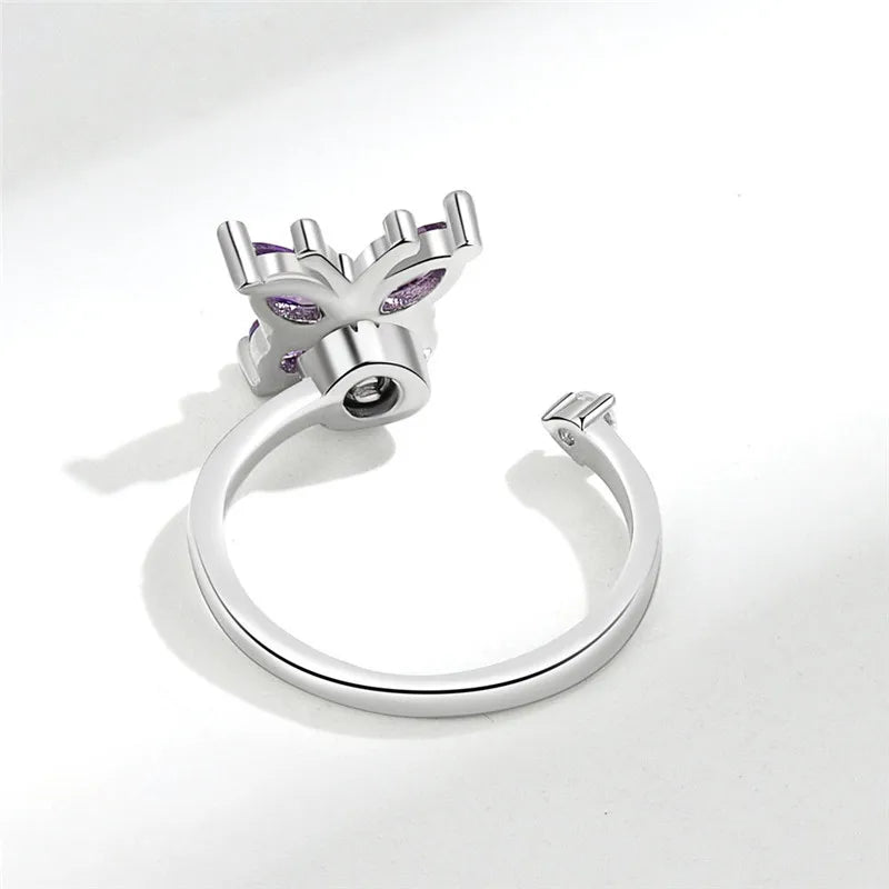 Sunflower Fidget Spinner Ring – Adjustable Crystal Flower Ring