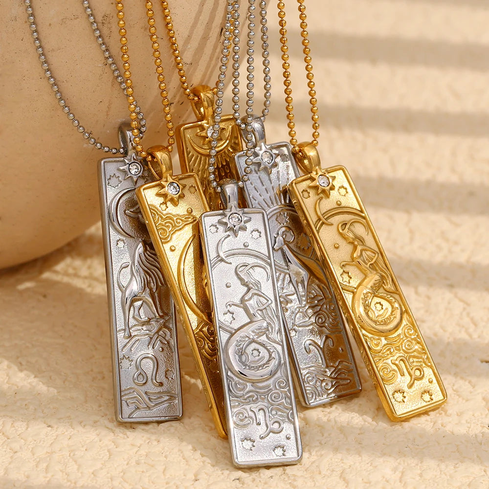 Written in the Stars – Gemini Constellation Pendant Necklace (Silver Tone)