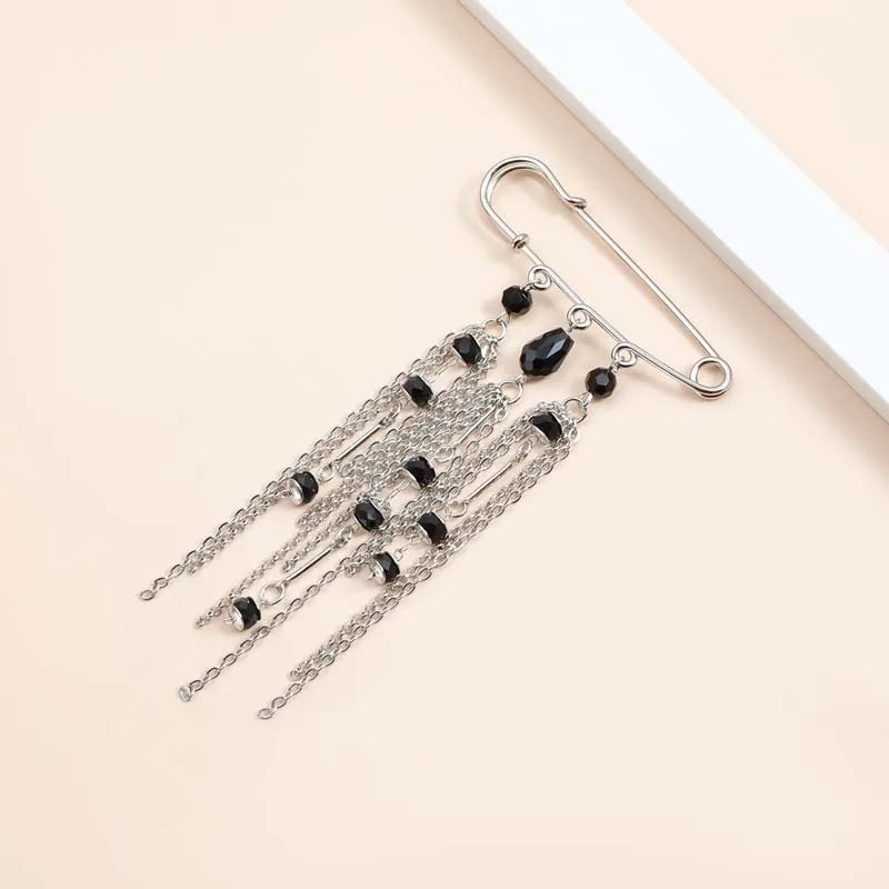 Silver-Tone Heart Tassel Brooch with Pearl & Star — A Sweet Little Treasure
