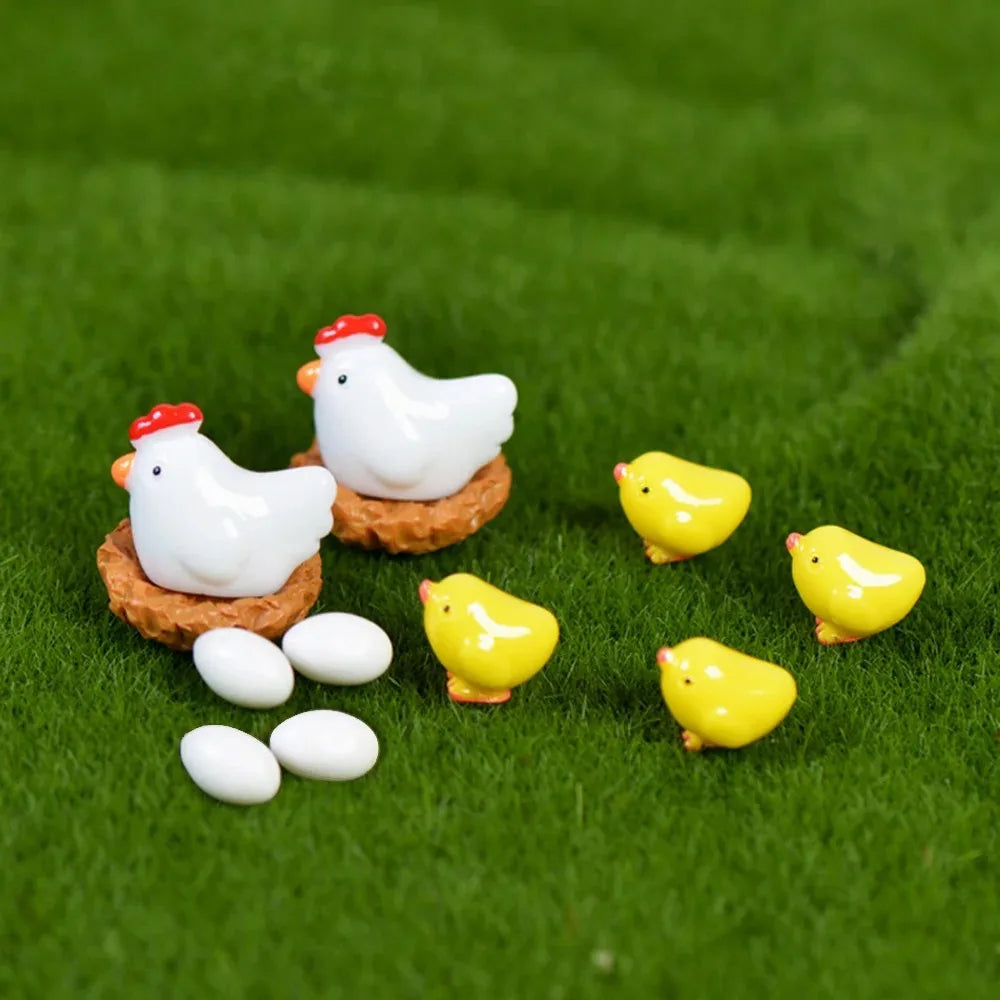 Chicken, Chick & Egg Nest Miniatures, 12-Pack — Kawaii Garden Treasures
