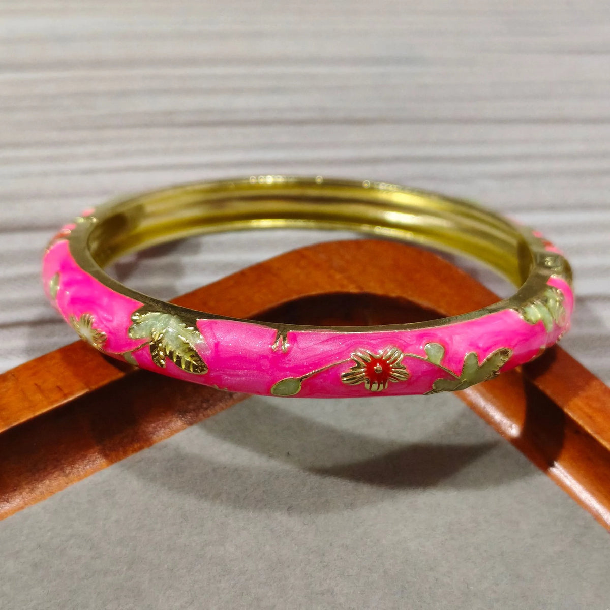 Enamel Peony Bangle — A Blooming Little Treasure
