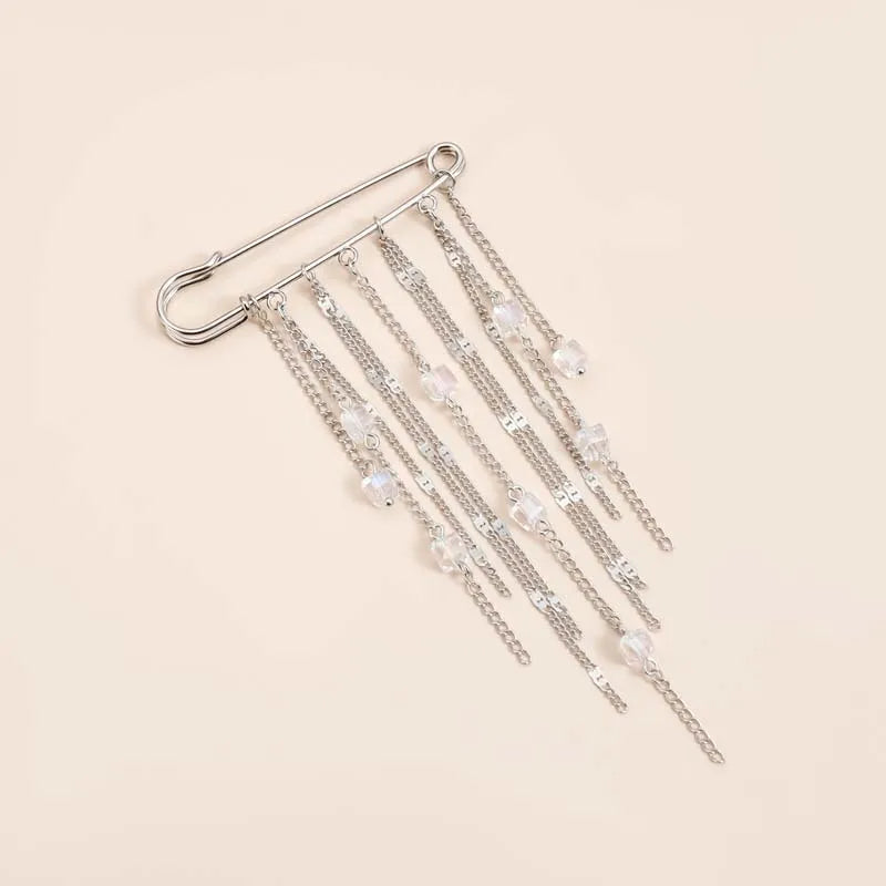 Silver-Tone Heart Tassel Brooch with Pearl & Star — A Sweet Little Treasure