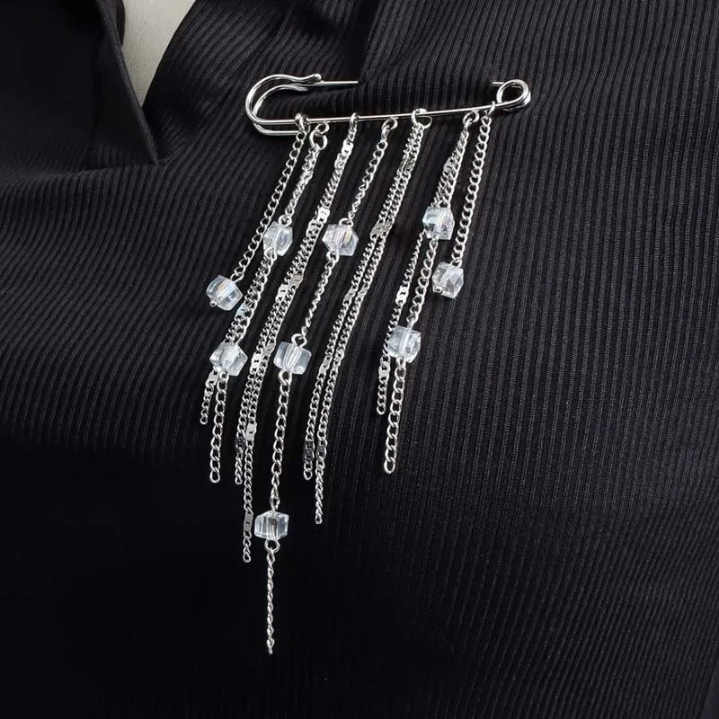 Silver-Tone Heart Tassel Brooch with Pearl & Star — A Sweet Little Treasure