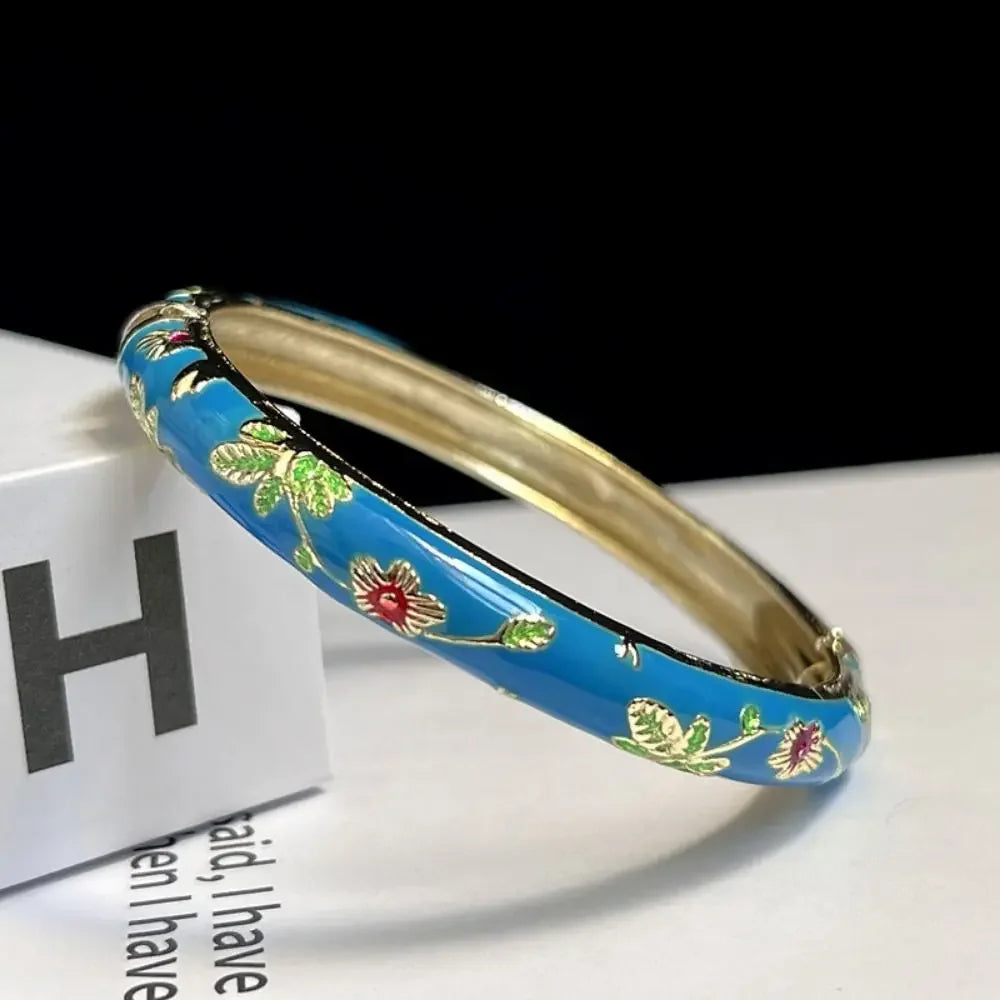 Enamel Peony Bangle — A Blooming Little Treasure