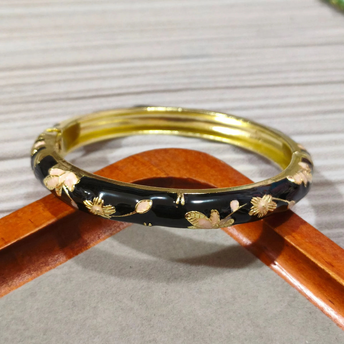 Enamel Peony Bangle — A Blooming Little Treasure