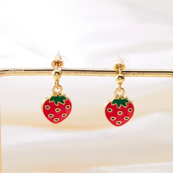 Strawberry Ribbon Bowknot Drop Earrings – Sweet Little Bows We Adore