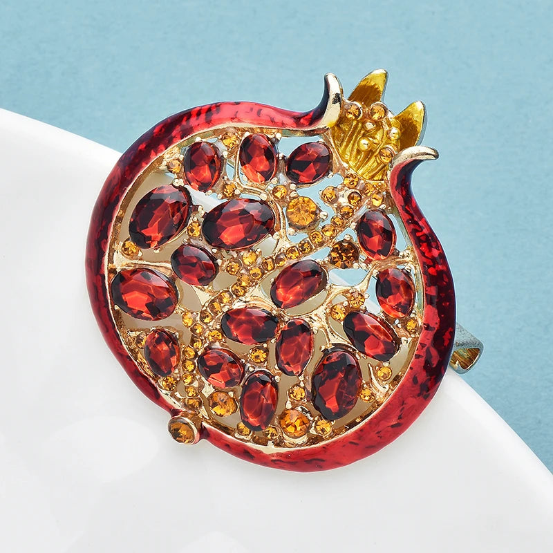 Red Crystal Pomegranate Brooch – A Sweet Little Sparkler Pin