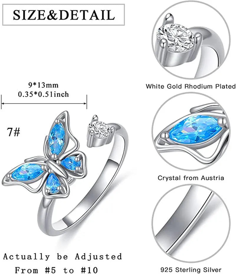 Sunflower Fidget Spinner Ring – Adjustable Crystal Flower Ring