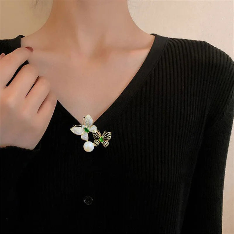 Garden Party Brooch – Pearl Birds, Butterflies & Bees Pin