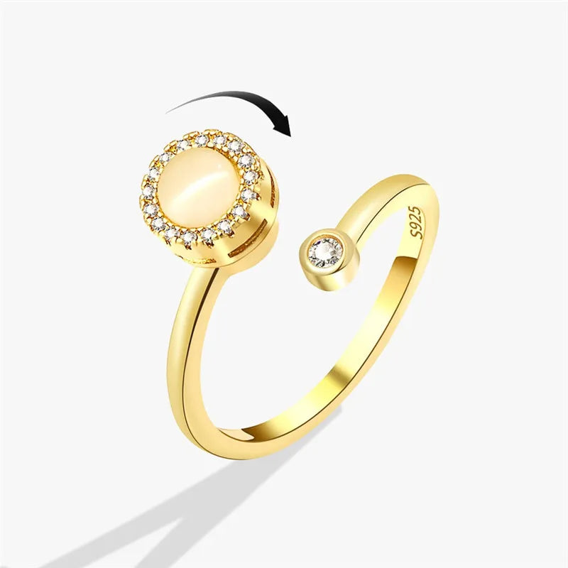 Sunflower Fidget Spinner Ring – Adjustable Crystal Flower Ring