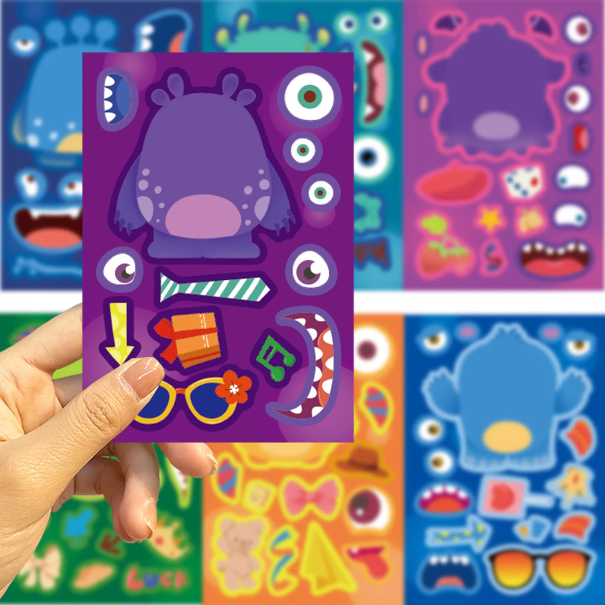 Make-a-Face Monster Puzzle Stickers, 8-Pack — Silly Decal Treasures