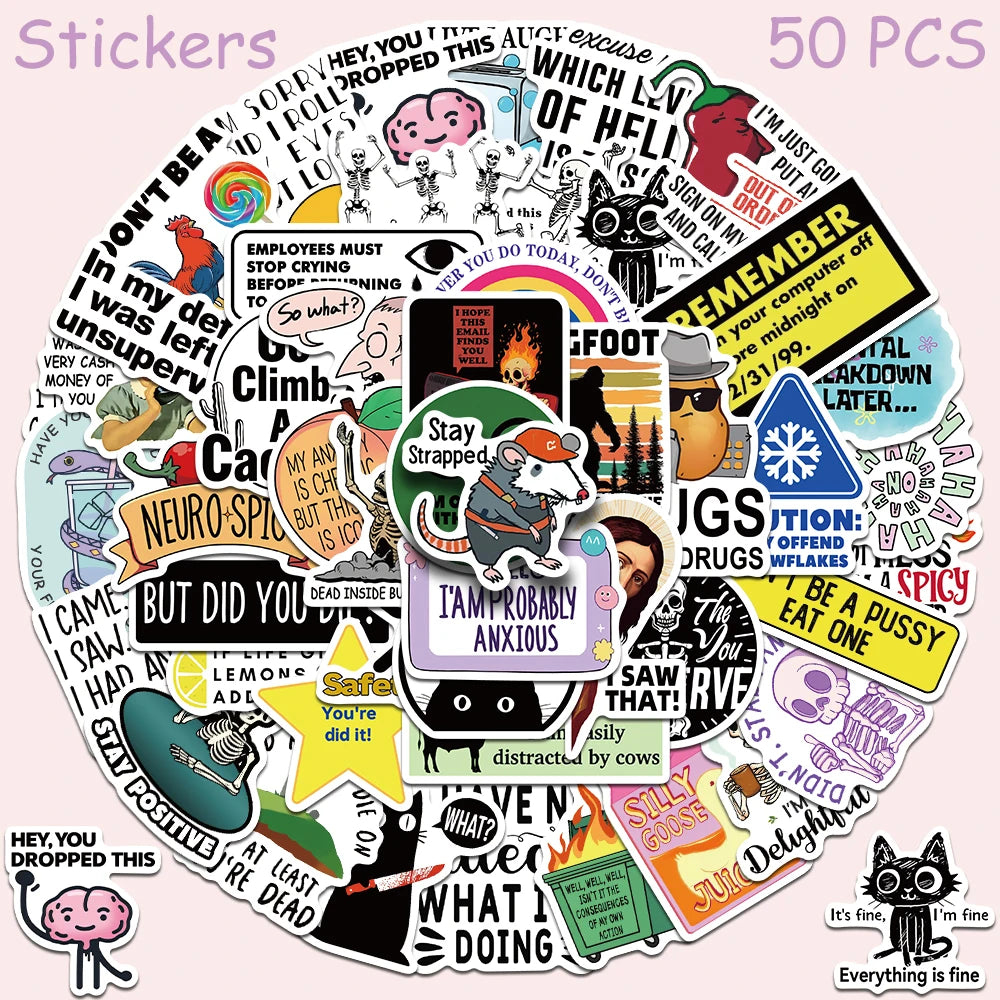 Snarky Meme Stickers, 50-Pack — A Sassy Little Treasure