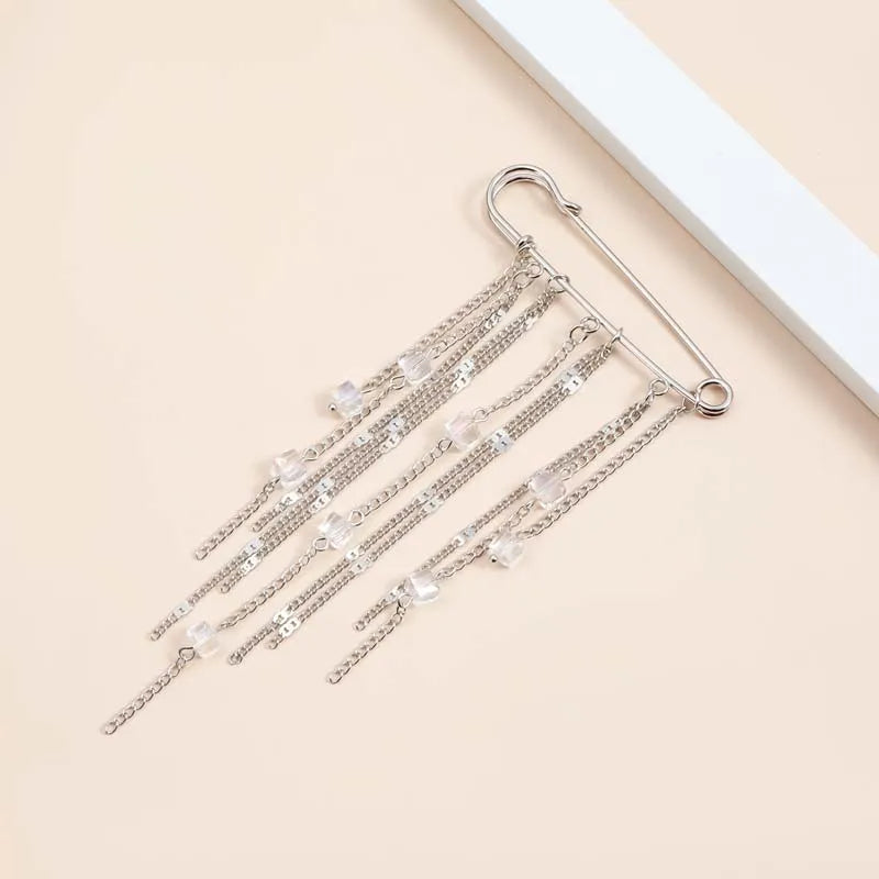 Silver-Tone Heart Tassel Brooch with Pearl & Star — A Sweet Little Treasure