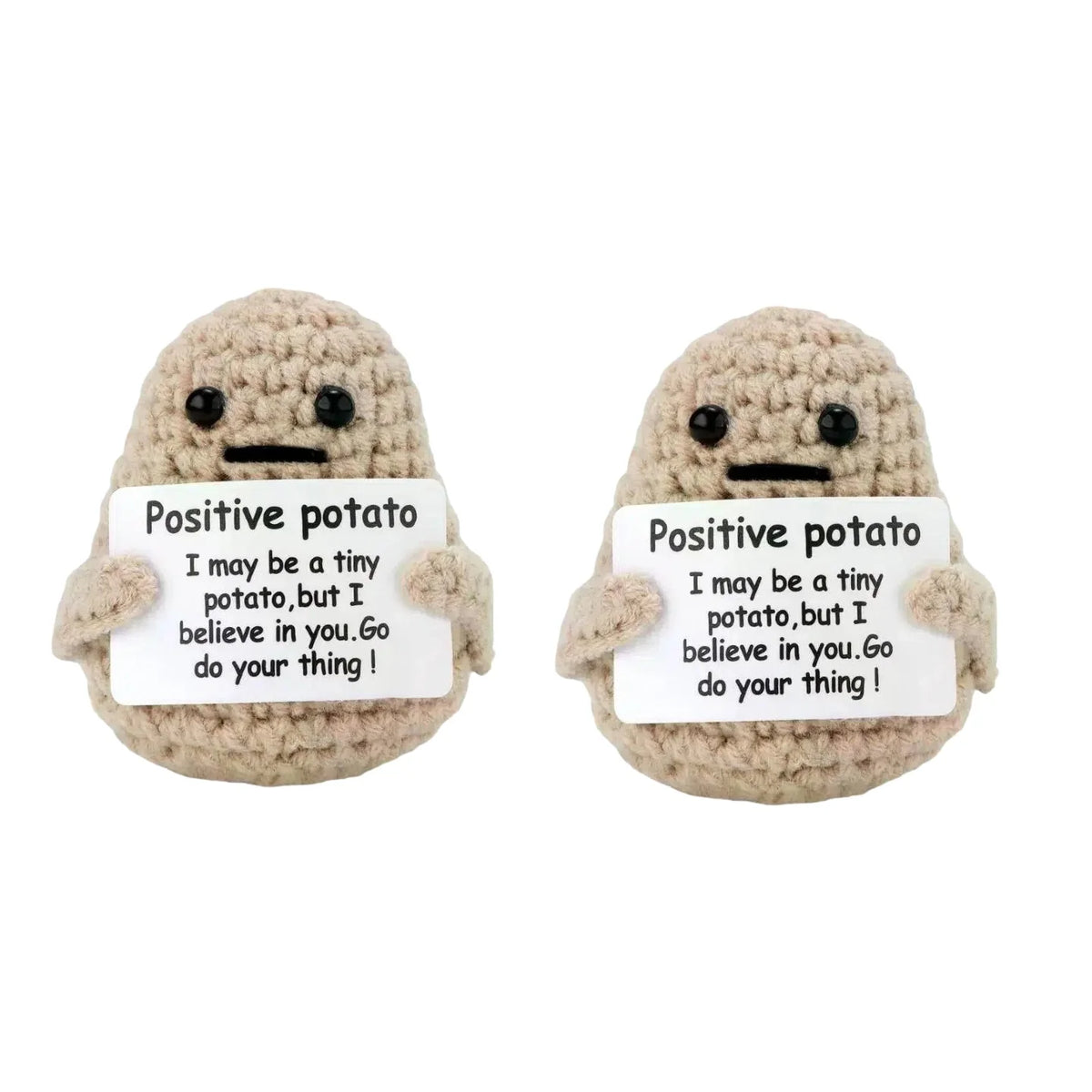 Positive Potato Plush – Tiny Knit Buddy with Affirmation Card
