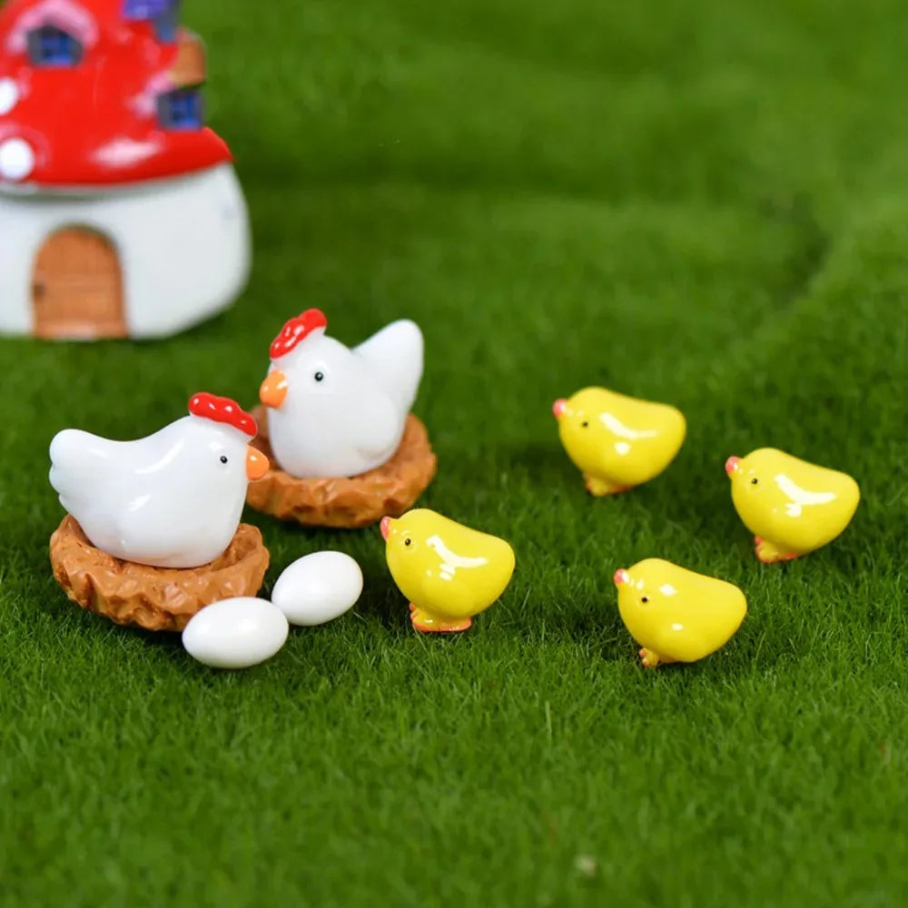Chicken, Chick & Egg Nest Miniatures, 12-Pack — Kawaii Garden Treasures